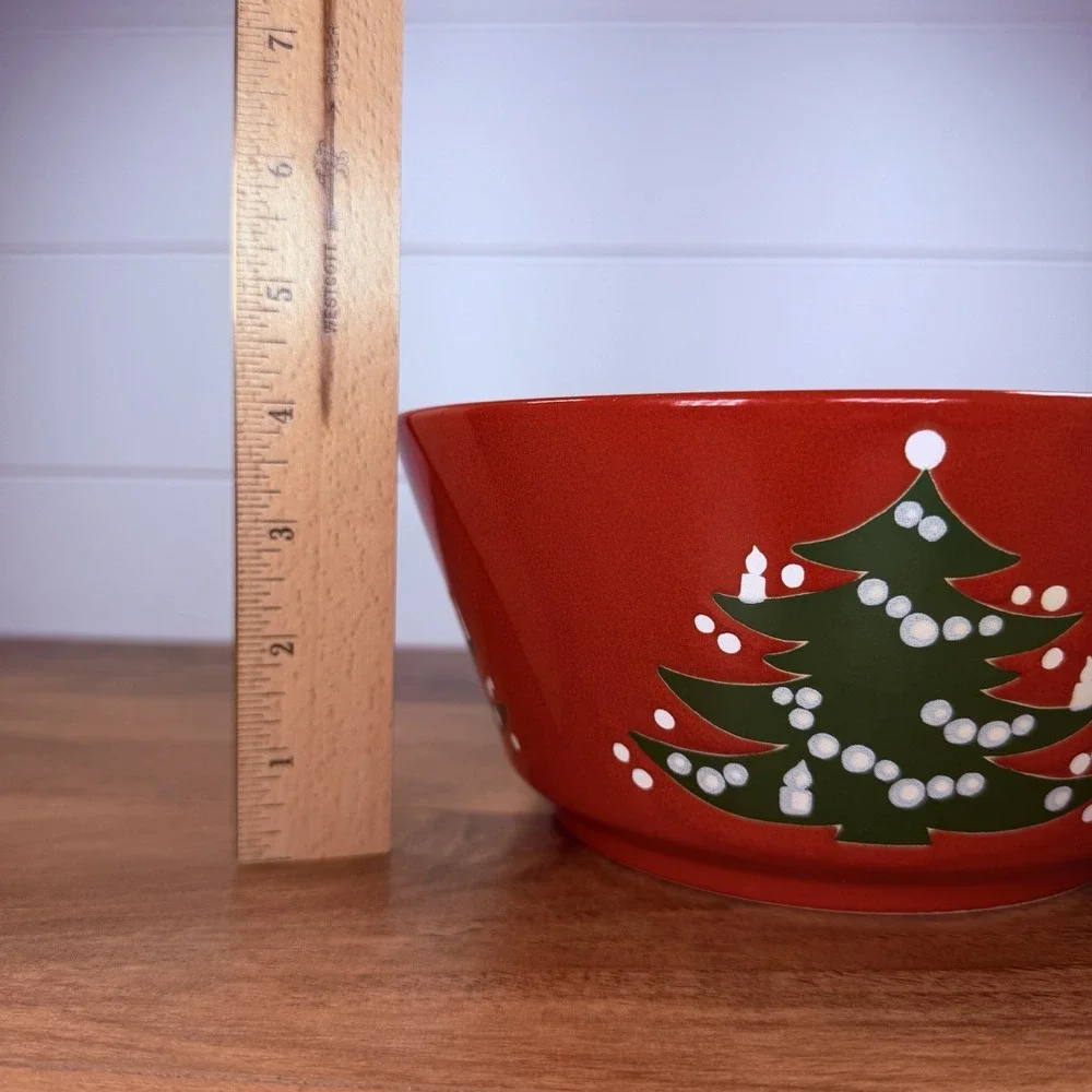 Vtg Waechtersbach Christmas Tree Lg Red Serving Salad Vegetable Bowl 9